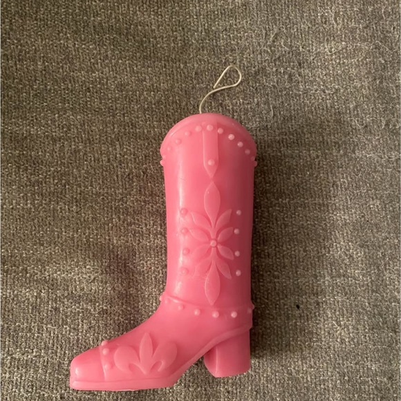 Other - Pink Cowboy Boot Candle